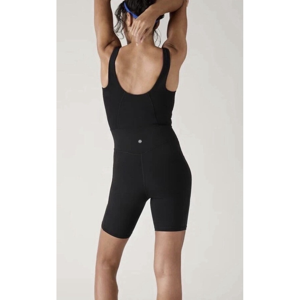 ATHLETA NWT Size Medium Tall Black  Salutation Bike Suit Yoga Workout One Piece